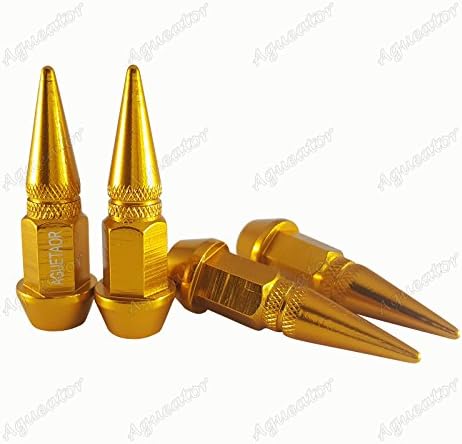 Aguetaor - Long Spiked Aluminum Car Truck Bike Wheel Tire Stem Air Dust Cover Gold