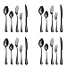20-Piece Flatware Silverware Set Service for 4 Stainless Steel Cutlery Include Knife Fork Spoon Dishwasher Safe (Black)