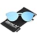 zeroUV - One Piece PC Lens Rimless Ultra-Bold Colored Mirror Mono Block Sunglasses 60mm (Light Blue Mirror)