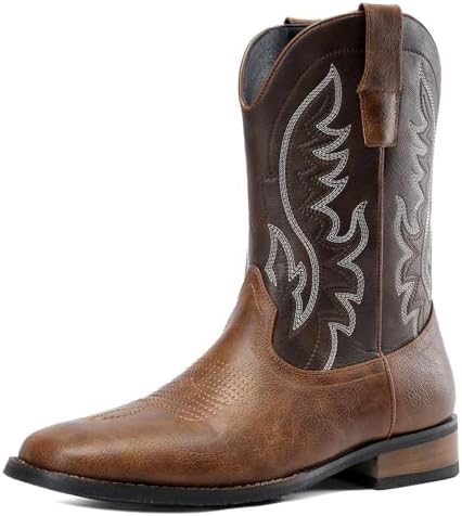 Amazon.com: femflame Cowboy Boots for Men Round Toe Embroidered
