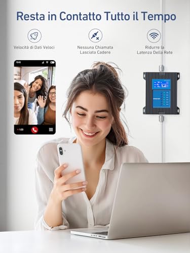 ORBOCOM 5G 4G LTE Cellular Signal Amplifier Band 28/20/8/3/1/7 GSM Repeater 70 dB Cell Phone Signal Repeater Supports All Operators with High Definition LCD Screen