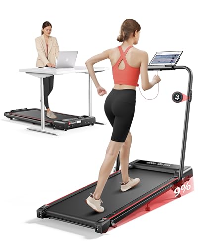 Laufband für Zuhause mit Neigung, 4 IN 1 Walking Pad, 12km/h Klappbar Laufband mit Steigung, 2.5HP Under Desk Schreibtisch Treadmill für Zuhause & Bür