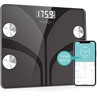 Body Fat Scale, Smart Wireless Digital Bathroom BMI Weight Scale, Body Composition Analyzer Health Monitor with Tempered Glass Platform Large Digital Backlit LCD with Smartphone App