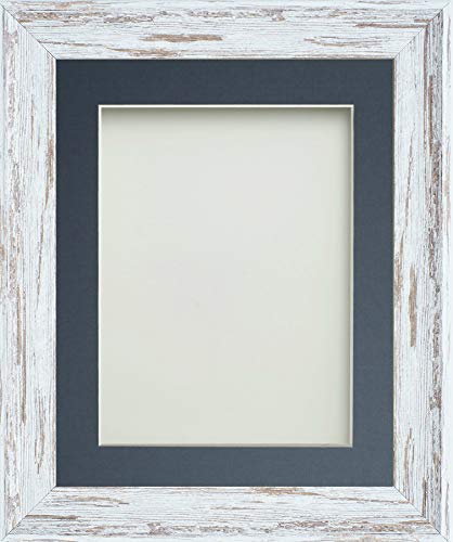 Frame Company Lynton Driftwood Photo Frame with Blue Mount, A4 for 10x6 inch, fitted with perspex
