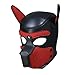 Zhengya Full Face Mask Dog Puppy Hood Leather Helmet Removable Mouth Cosplay Costume Party Props£¨Black&Red£