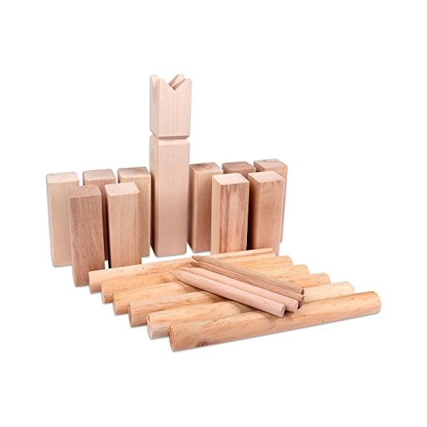 Schramm Kubb Wikinger Basic Schweden Schach Outdoor Spiel, 21 Teile inklusive Netzbeutel