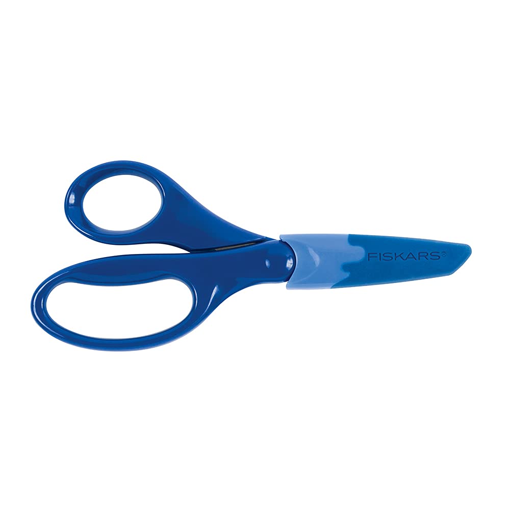 Fiskars Safety-Edge Pointed-tip Kids Scissors - 5 inches - Blue - Includes Blade Cover