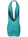 Luna Flower Women's Lightweight Sexy Low Cut Halter Loose Front Draping Dresses,Gdrw064-turquoise,Medium
