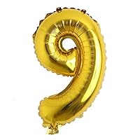 32 inch Letter Balloons Gold Alphabet Number Balloons Foil Mylar Party Wedding Bachelorette Birthday Bridal Shower Graduation Anniversary Celebration Decoration (32 INCH Gold 9)