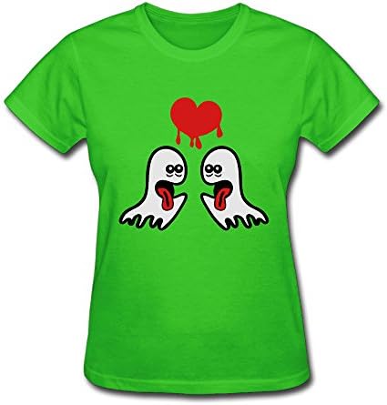 Ruiyinji Ghost Love Women's Short Sleeve Crew Neck T ShirtSize L Color KellyGreen