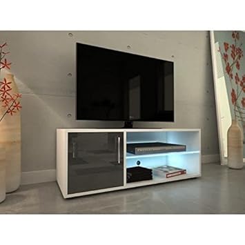 Kora Meuble Tv 100 Cm Avec éclairage Led Laqué Gris Amazonde