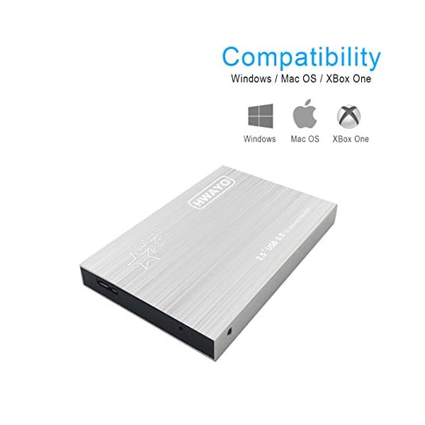 Hwayo Externe Festplatte, 80 GB, tragbar, 6,3 cm (2,5 Zoll), ultradünn, USB 3.0, für PC, Laptop, Mac, Chromebook (Silber… – Bild 6
