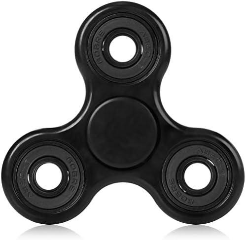 Black Fidget Spinner Toy by Figit Spinz - Hybrid Ceramic Bearings with Caps for Long Fast Spin Speed - Hand Held - Prime ADD ADHD Anxiety Stress Relief Focus - Small EDC Office Ninja - Kids Adults