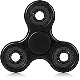 Black Fidget Spinner Toy by Figit Spinz - Hybrid Ceramic Bearings with Caps for Long Fast Spin Speed - Hand Held - Prime ADD ADHD Anxiety Stress Relief Focus - Small EDC Office Ninja - Kids Adults
