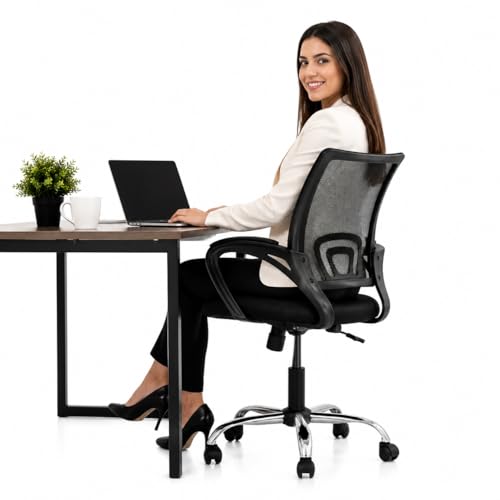 Cadeira de Escritório Ergonômica Begônia Mesh Giratória Regulável com Rodinhas Encosto Respirável para Home Office e Escritório e Estudos