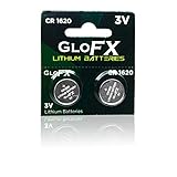 GloFX CR 1620 3v Batteries - 2 Pack - Button Coin Lithium Watch Battery Key fob