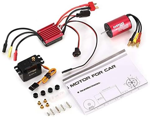 LasVogos SURPASSHOBBY S2435 4500KV Brushless Motor 25A ESC 2.2g Servo 1/10 RC Car Set(Red&black)