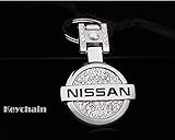 Rhinestones Bling Premium Metal Alloy Car Key Chain Crystals Double Sided Keychain with Gift Box (Nissan)