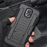 SAKO Black Military Duty Case with Belt Clip Holster Stand Mobile Phone bags Armor Cases Cover for Samsung Galaxy i9600 S5 SV (Galaxy S5)