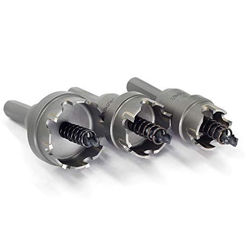 TCT Hole Saw Set 3pcs JESTUOUS 3/8 Inch Shank Diameter 7/8 1-1/8 1-3/8 Cutting Dia Carbide Tipped Tooth Round Drill Bit Hole Kit Cutter for Stainless Steel Metal Wood