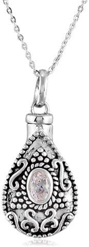 April Cubic Zirconia Birthstone, Sterling Tear Ash Holder Necklace