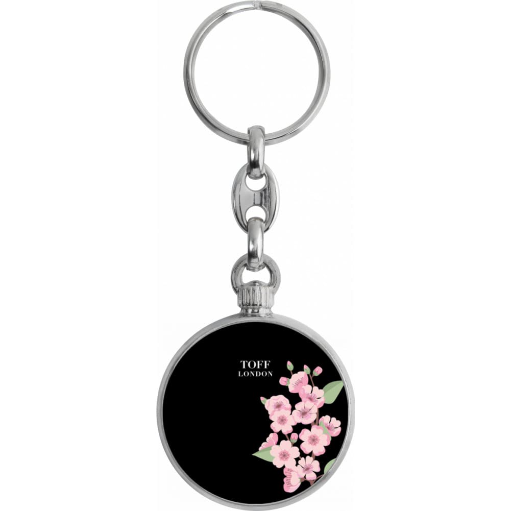 Toff London Pink Cherry Blossom Flower Keyring