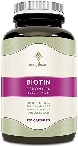Omegaboost Biotin for Stronger Hair and Nails (120 Capsules) - 5,000 MCG - Prevent Splitting &amp; Brittle Fingernails - Supports Cellular Energy, Boost Stamina &amp; Maintains Strong Bones by Omegaboost