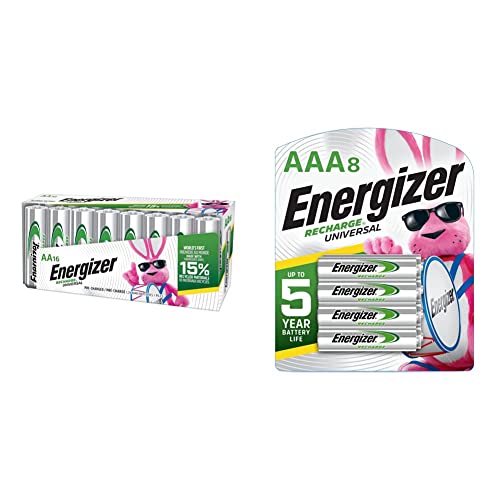 Energizer Recharge Universal AA Batteries, Rechargeable Double A
