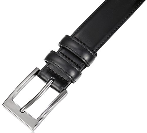 Marino's Men Genuine Leather Dress Belt with Single Prong Buckle - Black - 44