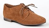 Easy Pickins Breckelles Classic Womens Basic Lace Up Flat Oxford Suede Shoe