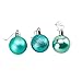 Juvale 48-Pack Mini Christmas Tree Ornaments - Teal Shatterproof Small Christmas Balls Decoration, Assorted 3-Finish Pearly Luster, Matte, Glitter, Hanging Plastic Bauble Holiday Decor, 1.5 Inches