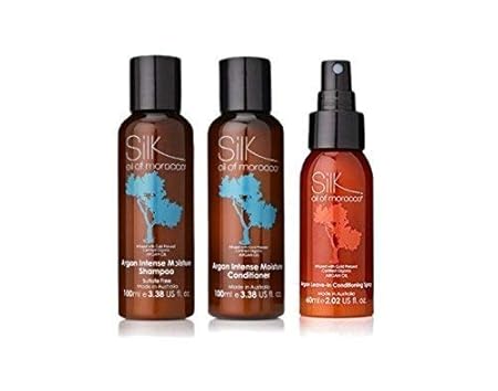 Seiden Öl von Marokko Intensive Feuchtigkeit Shampoo und intensive Feuchtigkeit Haarspülung Set 100ml jede REISEGRÖßE/MINI mi