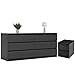 Home Square 2 Piece Dresser and Night Stand with Drawers in Black Woodgrain