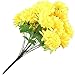XYXCMOR 2 Pack 18 Heads Artificial Fake Mums Silk Autume Flowers Bouquet Arrangements Home Garden Dining Table Windowsill Wedding Christmas Party Cemetery Centerpiece Decor Yellow