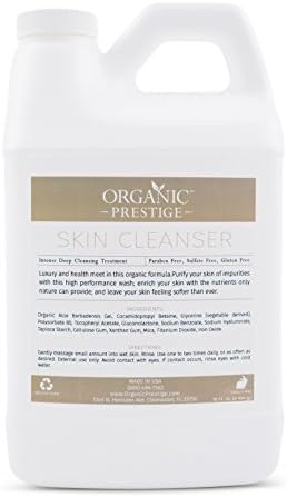 Luxury Face and Body Wash (64 oz) Facial Cleanser, Natural, Organic, Eczema, Psoriasis, Seborrheic Dermatitis, Rosacea, Acne, Sulfate Free, Paraben Free, Antifungal, Antibacterial by Organic Prestige