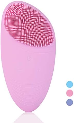 Face Cleansing Brush, Personal Silicone Electric Facial Cleansing Brush For Facial Polish, Scrub, Anti-Aging and Reduce Acne (Pink)