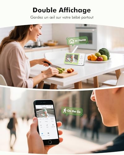 YESIMOM 1080P Baby Monitor 360° PTZ Baby Phone with Video and Audio Camera APP, Infrared Night Vision, 4X Zoom, Motion Detection/Sound Auto Tracking, Zone Alarms