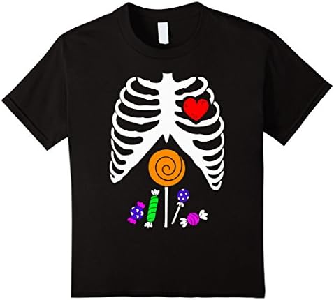 Kids Skeleton Candy Rib-cage X-Ray Halloween Funny tshirt kids 8 Black