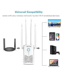 WAVLINK 1200Mbps Extensor Wi-Fi de doble banda, extensor de rango de repetidor inalámbrico con 2 puertos Gigabit Ethernet, 4 x 5DBi Antenas señal Wi-Fi Repetidor Router AP modo, Plug and Play, WPS