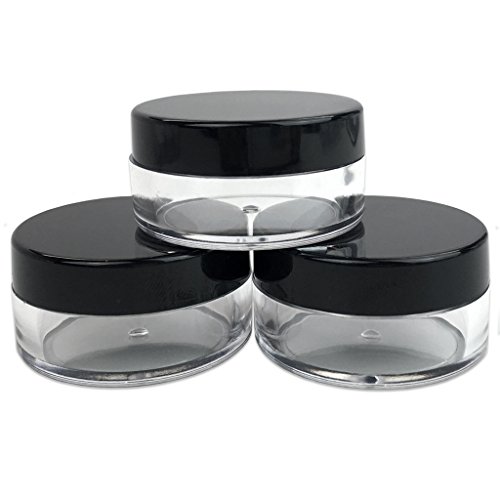 (Quantity: 100 Pieces) Beauticom 10G/10ML High Quality Round Clear Jars with Black Lids for Scrubs, Oils, Salves, Creams, Lotions - BPA Free