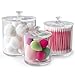 Superior Quality Plastic Apothecary Jars | Set of 3 by Luxe & Frill. Bathroom Organizer, Clear Canister/Container Good for Q-tips and Candy