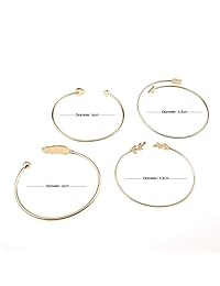 Suyi - Juego de pulsera para mujer con brazalete abierto ajustable y alambre apilable