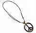 Nove Jewelry Leather Peace Sign Necklace - Peace Symbol Necklace - Resin Peace Sign Pendant - Adjustable Black Cord (Brown)