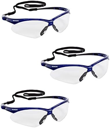 Kleenguard V30 47384 Nemesis Safety Glasses (3 Pair) (Metallic Blue Frame with Clear Anti-Fog Lens)