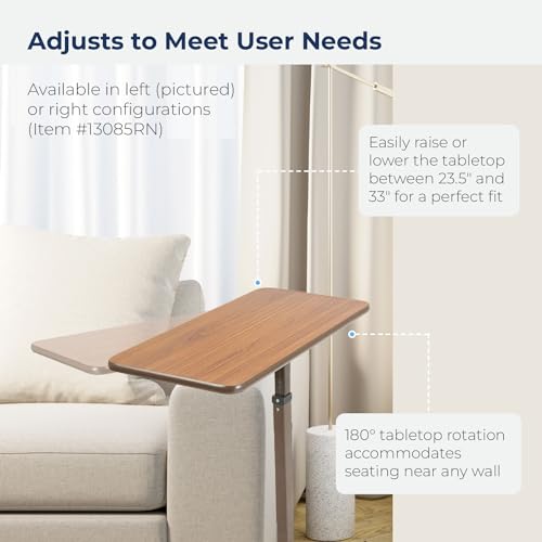 Drive Medical 13085LN Left Side Seat Lift Chair Overbed Table, Walnut