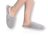 Pembrook Ladies Slippers With Memory Foam – Gray - L/XL (9-10.5) – Fuzzy Soft Coral Fleece With Non Skid Sole – Great Plush Slip On House Slippers For Adults, Women, Girls