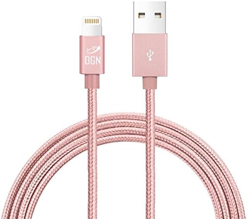 DGN Gadgets iPhone Cable 10FT Nylon Braided Lightning Charger to Cable Data Syncing Cord Compatible with iPhone 7/7 Plus/6S/6S Plus,SE/5S/5,iPad,iPod Nano (10 Feet - Rose Gold)