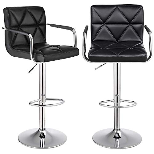 SONGMICS Set of 2 Adjustable Swivel Bar Stool Chairs Counter Stools