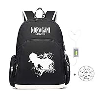 Deumy Anime Noragami Cosplay Backpack Daypack Bookbag Shoulder Bag, Unisex Kids Casual Backpack Laptop School Bag with USB Charging Port (Black 3)