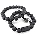 KONOV Mens Womens Wood Bracelet, 2pcs 11mm Tibetan Beads Buddhist Prayer Mala, Black